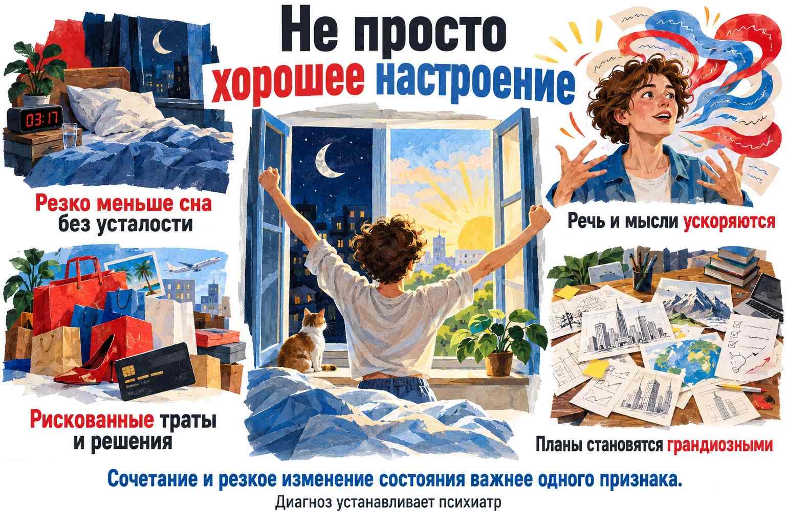 Подъём настроения или повод проверить симптомы мании Четыре изменения состояния, при которых требуется оценка возможной мании