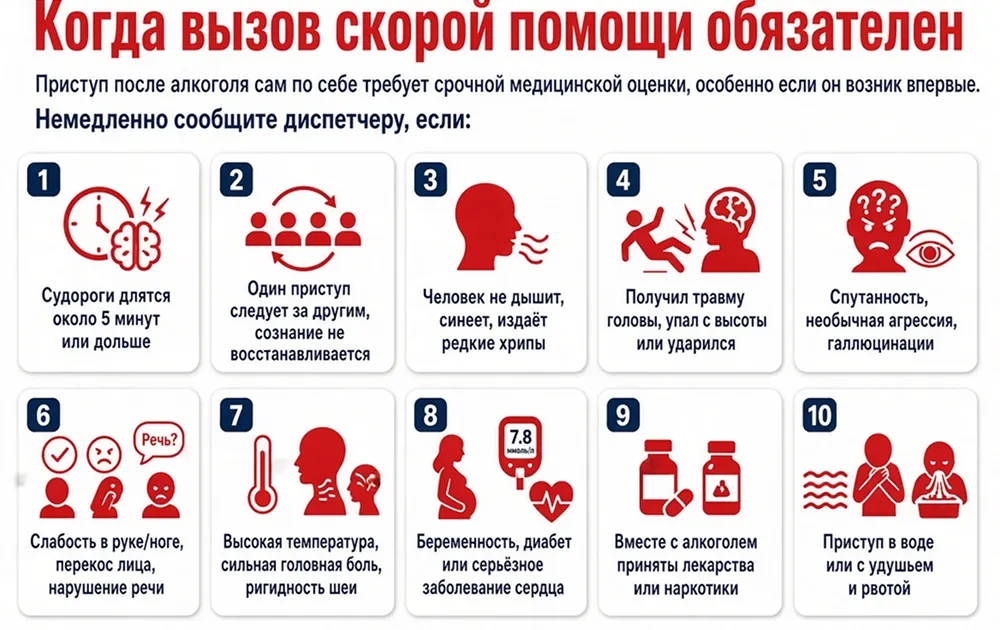 Инфографика о случаях, когда вызов скорой помощи обязателен